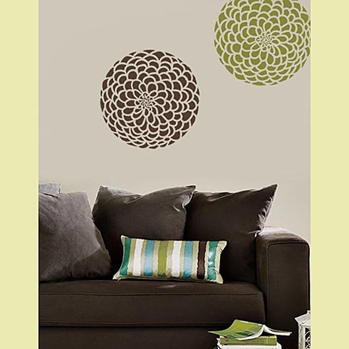 Flower Stencil Zinnia Grande size XSM - Reusable wall stencils better than wall decals
