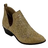 YOKI EC80 Women's Side Slit Laser Cut Out Stacked Ankle Booties