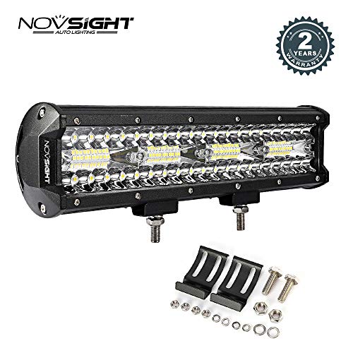 Novsight 12 Inch 240W led light bar, 24000LM Triple Row Flood Spot