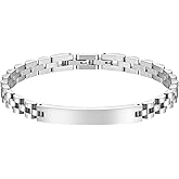 Feifuli Black&Silver Bracelets for Men, Link Chain Stainless Steel Bracelet for Men, Charm Jewelry for Birthday Annivesary Fathers Day Valentines, Dad Husband Boyfriend,Casual Trendy Cool Adjustable