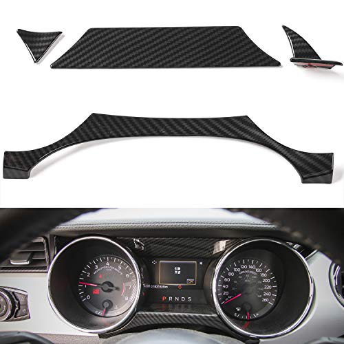 Car Interior Accessories Instrument Panel Decoration Trim Frame Cover for Ford Mustang 2015 2016 (Carbon Fiber Grain)