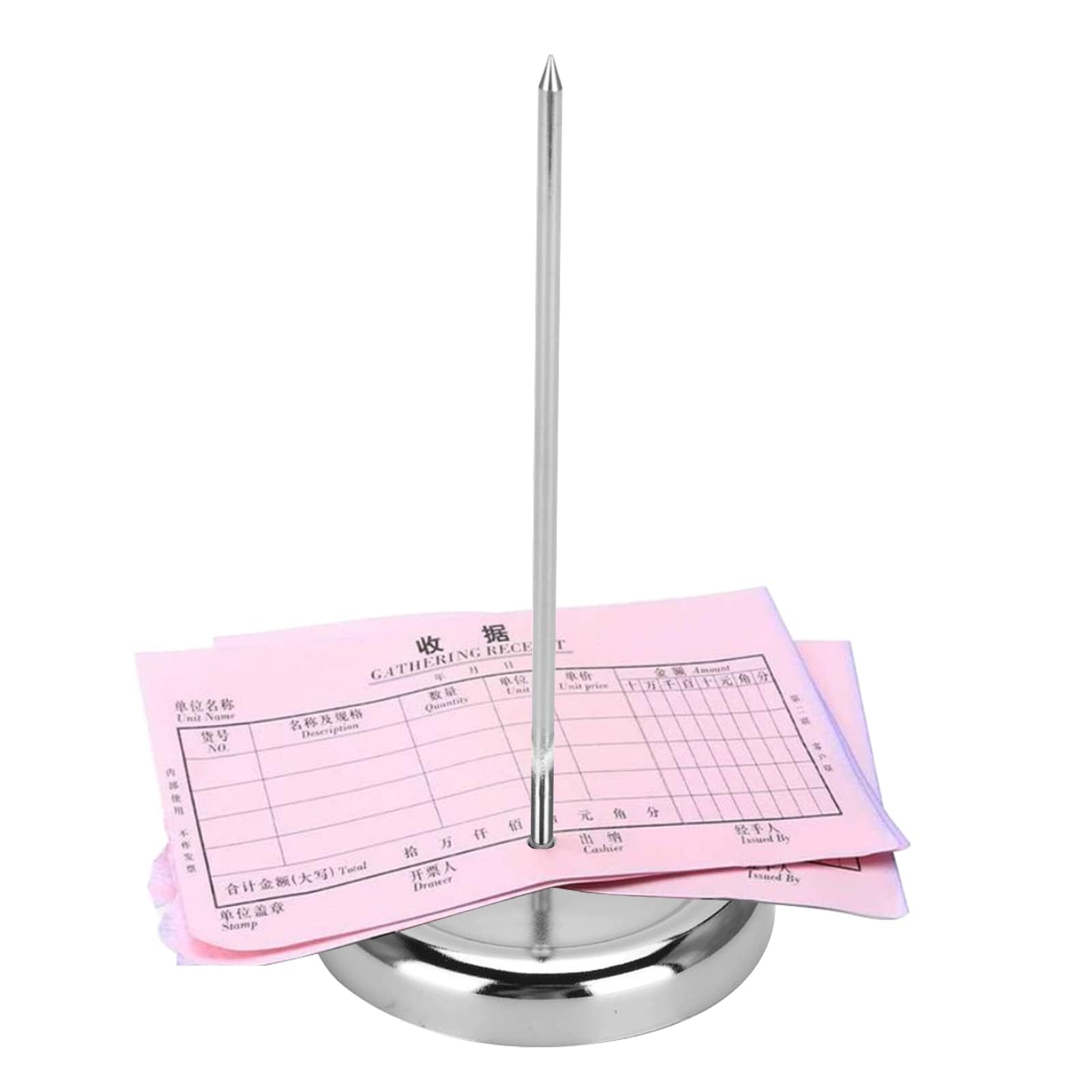 HERCHR Metal Receipt Spike, Paper Memo Holder, 5.71 x 2.95in, Silver, Modern, Tabletop, Office-Kitchen Receipt Holders