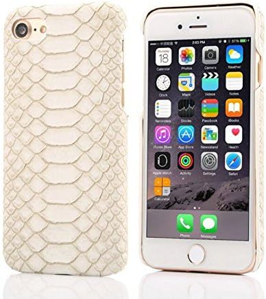 CasyvaLuxury Sexy Snake Skin Slim Case for iPhone 8 7 6 6S Plus 5 SE 5S Leather+Hard Plastic Cell Phone Back Cover Shell (iPhone 7-White)