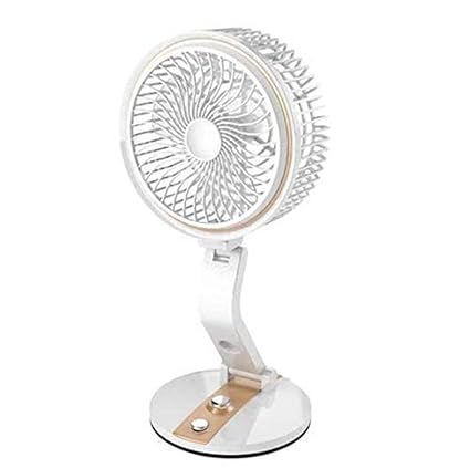 HNESS Powerful Rechargeable Table Cum Wall AC DC Fan with 19 SMD LED Light, Table Fan for