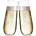 Plastic Champagne Flutes For Parties - 9 oz (Set of 15) - Disposable Stemless Champagne Glasses For A Mimosa Bar And Wedding Toasting. Unbreakable Stemware Cups Clear Like Glass For Cocktail, Wine