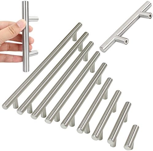 Jambo Stainless Steel Brushed Nickel Door Pulls, 3.78" Hole To Hole, 6" Overall Length, Kitchen Door Knobs Cabinet Handle Hardware