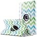 ULAK iPad Mini Case,iPad Mini 2 Case,iPad Mini 3 Case, 360 Degree Rotating Synthetic Leather Stand Case Cover for Apple iPad Mini 1/2/3 (7.9-inch) with Auto Sleep/Wake Function(Wave-Blue/Green)