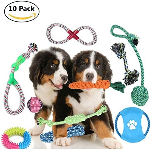 Puppy Dog Rope Toy - 10 Pack Pet Toys Gift Set Best Durable Chew Teething Toys for Small and Medium Large Dogs