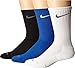 Nike Men's Dri-FIT Cushioned Crew Socks, Large 8-12 (Pack of 3), Large, Blue/White/Black