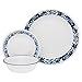 Corelle Livingware 32-Piece Dinnerware Set, True Blue, Service for 8 (Two 16-Piece Sets)