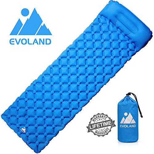 EVOLAND Ultralight Sleeping Pad for Camping, Inflatable Lightweight Compact Camping Sleeping Air Pads with Pillow for Backpacking, Hiking - Thumbnail 7