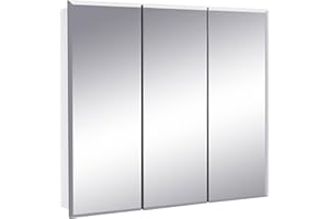 Design House 30 Inch Cyprus Bathroom Medicine Cabinet, Wall Mounted, 3 Mirror Door, 597492