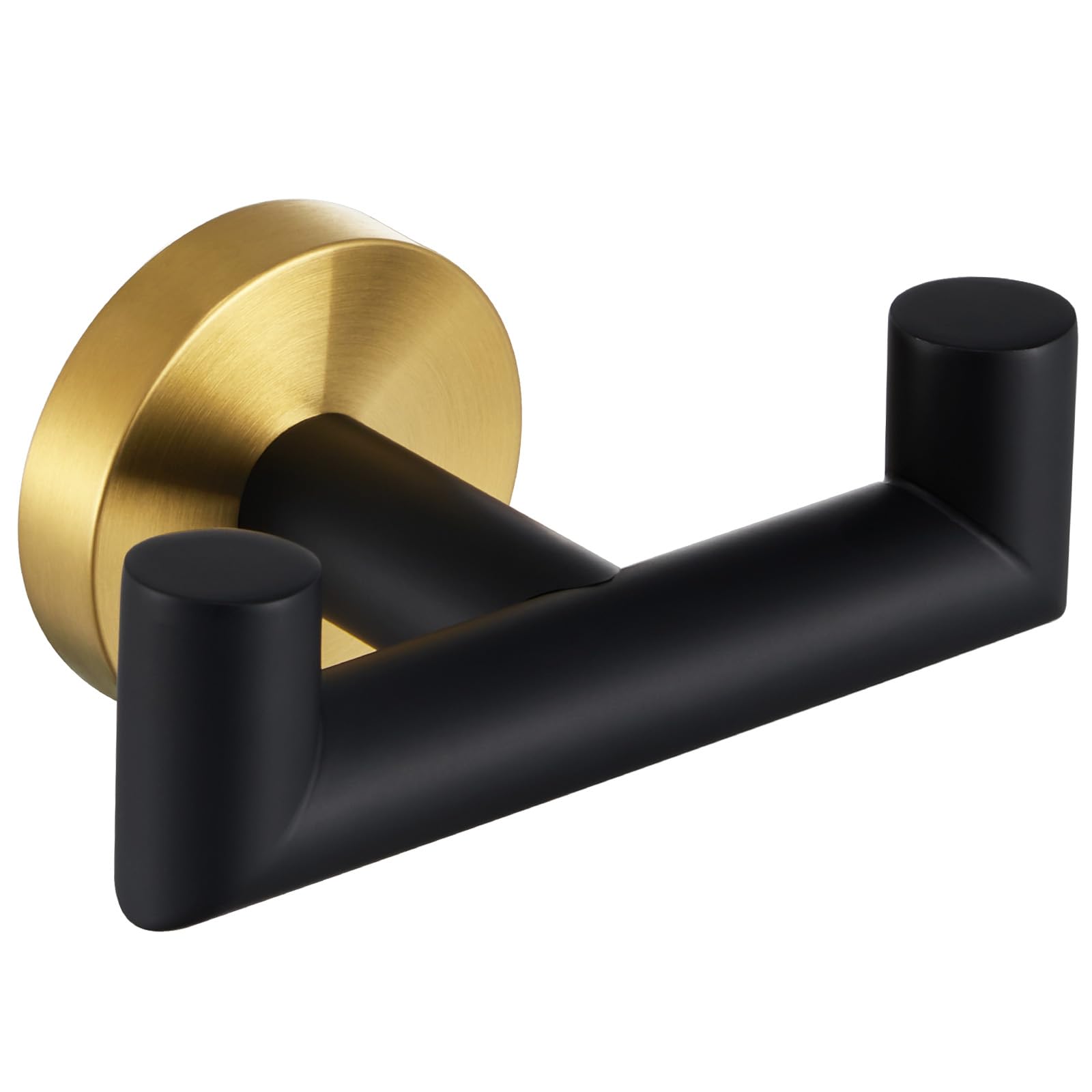 Angle Simple Double Towel Hook Black & Gold, Stainless Steel Bathroom Towel Holder, Hand Towel Hanger for Wall