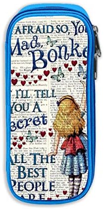 HGDFAG Alice in Wonderland 3D Pencil Case for Children Pen Holder Stationery Bag Large Capacity Multi-Purpose Canvas Durable Polyester Blue