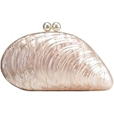 UMREN Seashell Chain Shoulder Bag for Women Acrylic Evening Clutch Bag Glitter Marble Purse Handbag for Wedding Party Prom