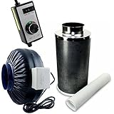 Maximum Horticulture Centrifugal Inline Duct Fan With Charcoal Carbon Filter and Variable Fan Speed Controller (6 inch, Fan, controller & filter)