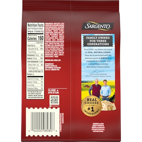 SARGENTO® CHEESE BAKES PEPPER JACK CRACKERS, CHEESE CRACKERS, LUNCH SNACKS, 4.5 OZ