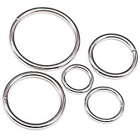 Swpeet 50 Pcs Sliver Assorted Multi-Purpose Metal O Ring for Hardware Bags Ring Hand DIY Accessories - 15mm, 19mm, 25mm, 32mm, 38mm