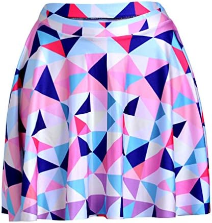 Happy Cool Women's Pattern Printed Digital Casual Flared Skater Bust Skirt Tangram XXXXL