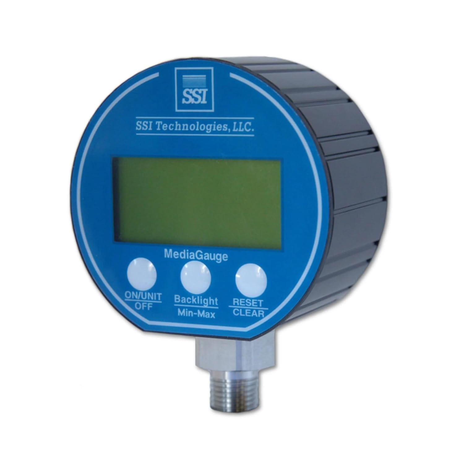 SSI TECHNOLOGIES MG-9V Series Media Gauge Digital Pressure Gauge Sensor with LCD Display, 5000psig Operating Pressure, 9V, 0.25% Accuracy, 1/4-18 NPT Male Process Connector Type