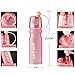 Mist Spray Water Bottle, Sport Anti-Leak Drinking Water Bottle with Mist Hydration 20oz AURANY (Pink)