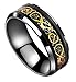 Tanyoyo Black Celtic Dragon Stainless steel Ring Gold Color Wedding Band Jewelry Size 7-14 (10)