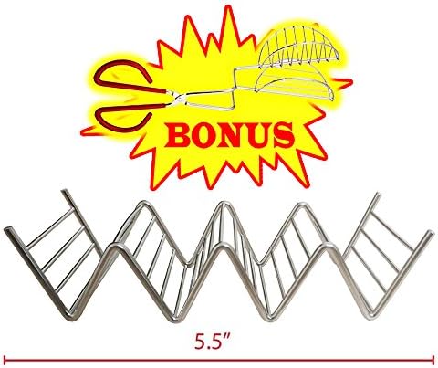 Taco Holder, Taco Stand, FREE TACO PRESS | Stainless steel taco rack | Taco Holders hold 3 or 4 Hard and Soft Sell Tacos