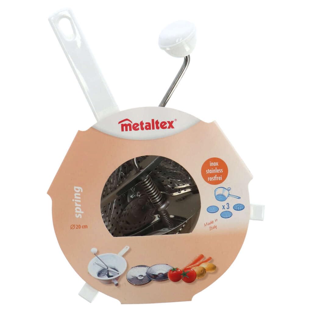 Metaltex 252120 Food Mill 20cm with 3 Slices, Silver