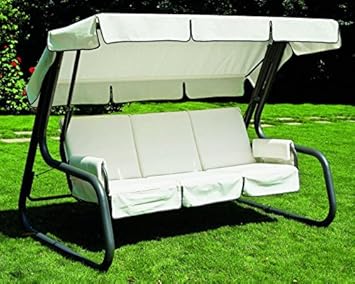 Ideapiu Hollywoodschaukel Fur Den Garten 4 Sitzer Schaukel Master Scab Schaukelbett Anthrazit Bezug Baumwolle Drill Weiss Dach Weiss Amazon De Kuche Haushalt