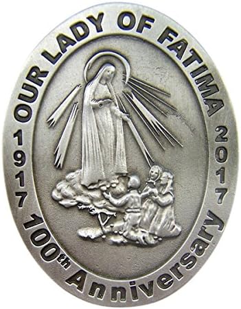 Fine Pewter Our Lady of Fatima 100th Anniversary Auto Visor Clip, 2 3/8 Inch
