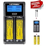 Victagen Universal Battery Charger,LCD Display Rapid Charger Smart Charger for Rechargeable Batteries Ni-MH Ni-Cd AA AAA AAAA RCR123A RCR123 IMR 10440 and All Kinds of Cylindrical Rechargeable Battery