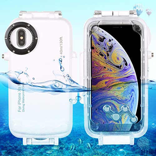 HAWEEL for iPhone Xs Max Underwater Housing Professional [40m/130ft] Diving Case for Diving Surfing Swimming Snorkeling Photo Video with Lanyard (iPhone Xs Max, White)