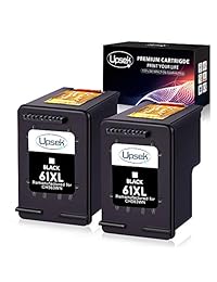 Upsek Remanufactured for HP 61 61XL Ink Cartridge, 2 Black, Use for HP Envy 4500 5530 5534 5535, Officejet 2620 4630 4635 Deskjet 1000 1010 1510 1512 2540 3050 3510 3050A Printer
