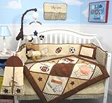 SoHo Let's Play Game Baby Crib Nursery Bedding Set 13 pcs included Diaper Bag with Changing Pad & Bottle Case