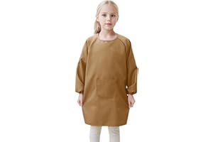 Kids Art Smock, Long Sleeves Waterproof Painting Smock for Painting, Cooking, and Crafts, Solid Color/Animal Print