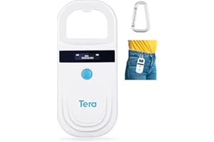 Tera Pet Microchip Reader Scanner with D-Ring RFID Portable Animal Chip ID Scanner with OLED Display Screen Rechargeable Data Storage Tag Scanner EMID FDX-B(ISO11784/85) for Dog Cat Animal Management