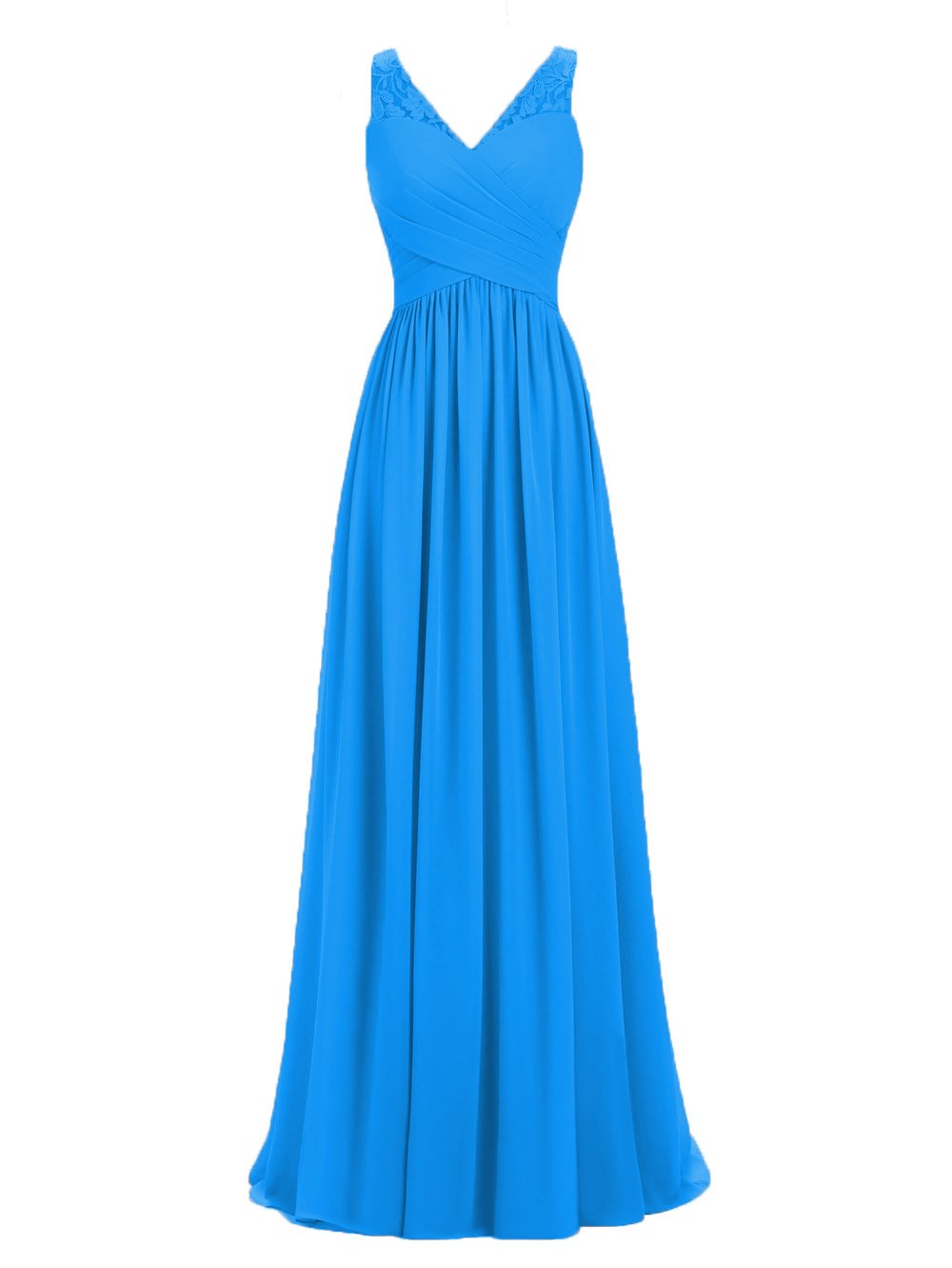Aline VNeck Chiffon Long Empire Bridesmaid Dresses Simple Prom Dresses