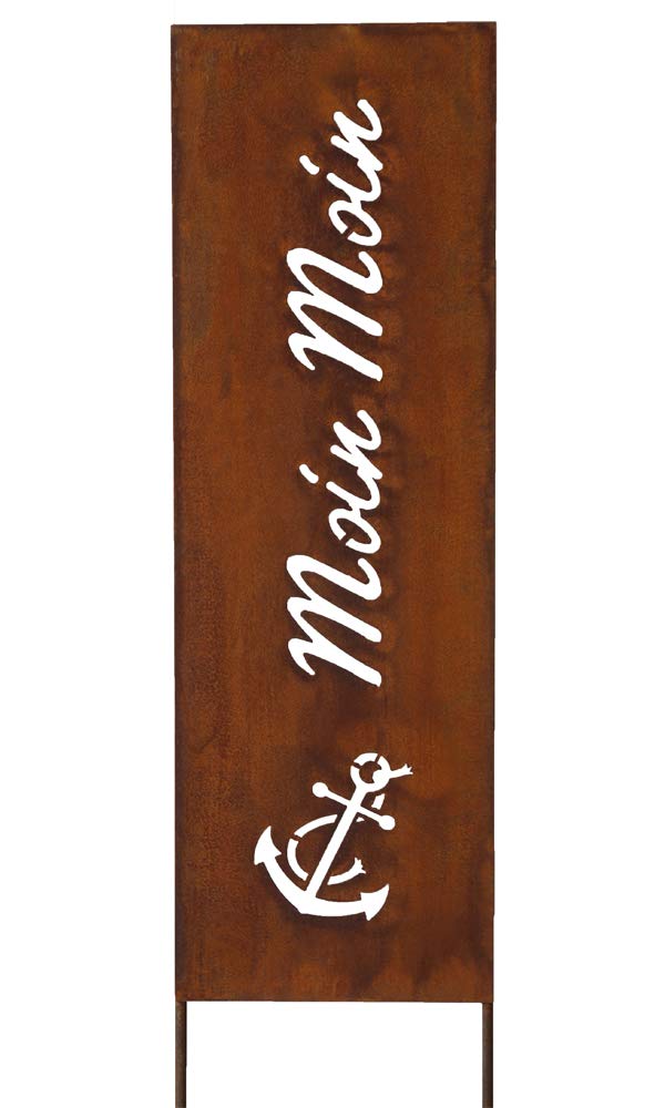 Sign Saying Board Garden Sign Patina Rusty Garden Decoration 115 cm Patina (Moin Moin)
