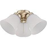 Westinghouse 7784500 Three-Light Led Cluster Ceiling Fan Light Kit, Polished Brass Finish with Frosted Ribbed Glass , Polishe