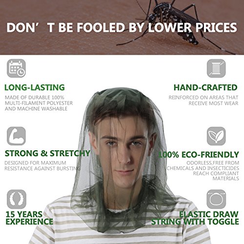 BlueStraw 2 Pack Head Net Mesh Protective Cover Head Net Face Mask for Outdoor Camping Hiking Traveling Fishing - Thumbnail 4