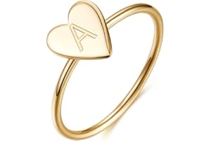 Memorjew 925 Sterling Silver Rings for Girls Women, Dainty Initial Heart Ring Stacking Ring for Women Girls Jewelry Gifts