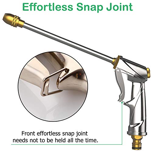 Garden Hose Nozzle Heavy Duty Brass Metal Sprayer Nozzle High Pressure Spray Gun 360° Rotaing Water Adjustmen for Car Washing, Outdoor Gardening, Pets Shower, Patio Cleaning - Thumbnail 3