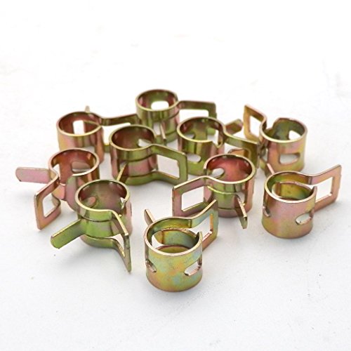 Yunshuo 50 Pieces Motorcycle Scooter Car Vehicle ATV Go Kart Fuel Line Hose Tubing Water Pipe Air Tube Spring Clips Clamps 5/6/7/8/9m (50pcs 9mm)