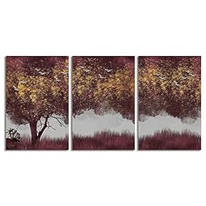 Canvas Wall Art Abstract Chinese Landscape Painting Artwork for Home Prints Framed - 16"x24" x 3 Panels