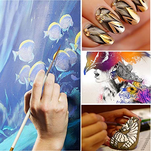 15 Pcs Paintbrushes, Detail Fine Miniature Paint Brushes Mini Tiny Micro Paintbrush Painting Set | Extra Fine Point Tip | for Figurine Fabric Citadel Face Acrylic Watercolor Oil by Afantti