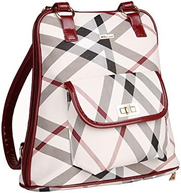 Fashion Women Backpack Leather plaid Backpacks for Teenage Girls Female School Shoulder Bag Bagpack mochila 6029 (wine red)