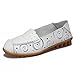 Huiyuzhi Womens Floral Print Hollow Out Leather Driving Loafers Slip On Flat Shoes