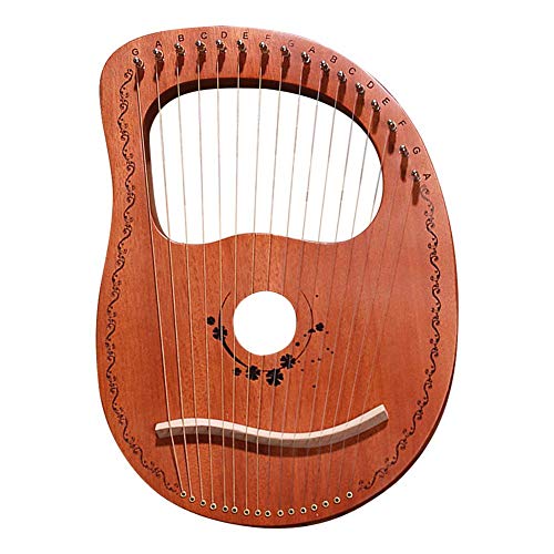 Leiyini Mahogany Lyre Harp 16 String 16 Notes Portable Stable Sound Quality Harp Wooden Musical Instrument