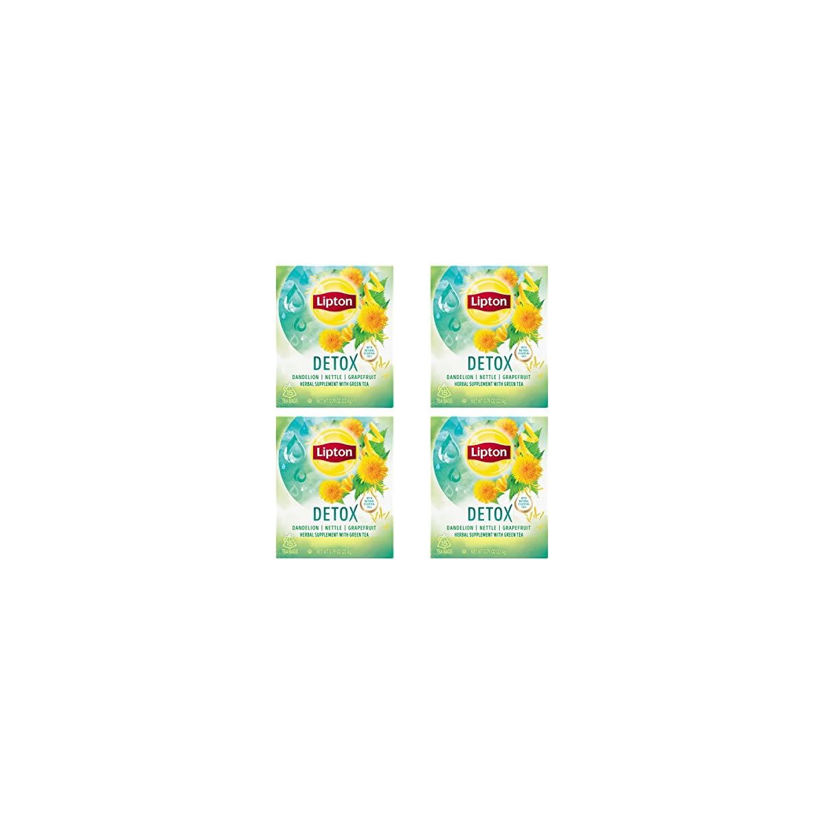 Lipton Herbal Supplement with Green Tea Detox 15 ct, Pack of 4