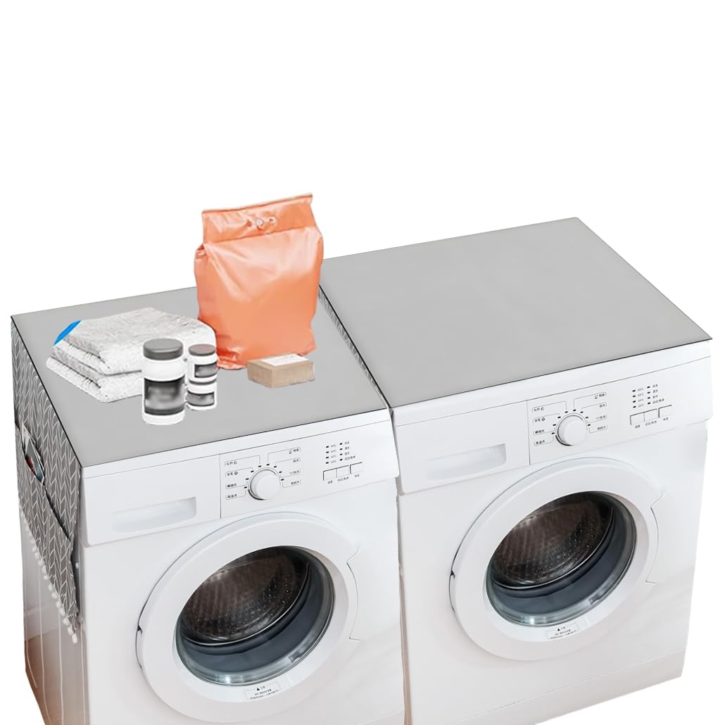 KyeeaDIY 2Pcs Washer Dryer Countertop Mats 60 X 60cm, Silicone Non-Slip and Scratch Resistant Washer and Dryer Top Protector Mat, Washing Machine Cover Pad for Home Kitchen Laundry Room（2Pcs）